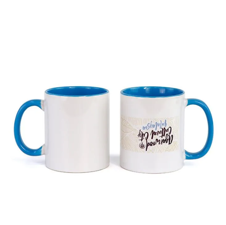 Blank Sublimation Ceramic mug handle Color inside blanks cup by Sublimations INK DIY Transfer Heat Press Print SN2752