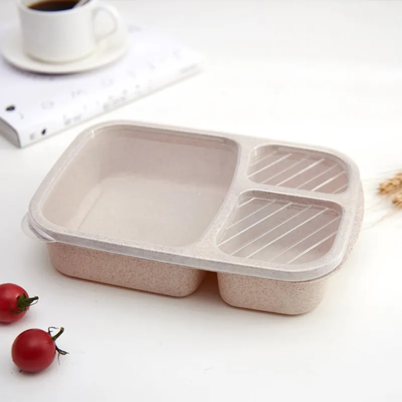 Wheat Straw Lunch Box Microwave Bento Boxs Packaging Dinner Service Quality Health Natural Student Portable Food Storage