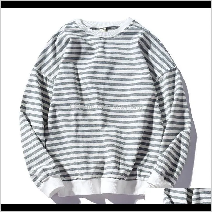 trend men stripe sweatshirt tops men`s fashion wild comfortable hoodies o-neck casual sweatshirts long sleeve casual