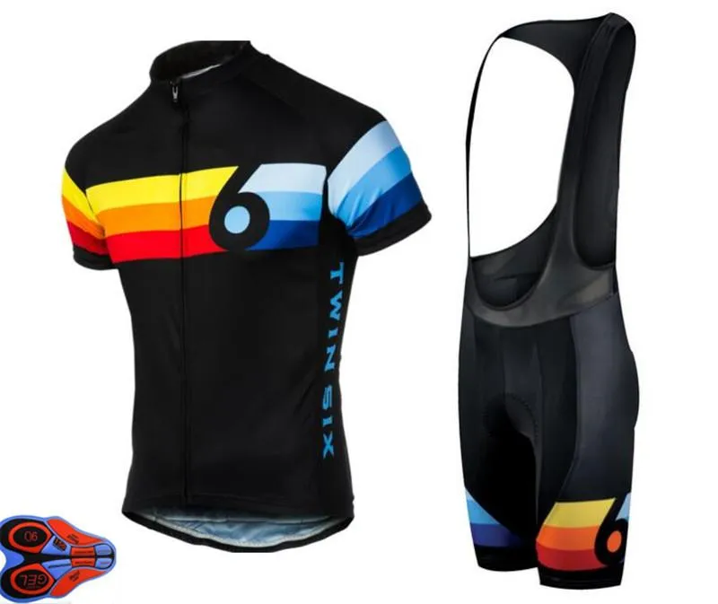 Yarış setleri Pro Team Twin Altı Yarış Bisiklet Jersey 6 Ropa Ciclismo Hızlı kuru spor giyim Bisiklet Bisiklet Şortları 9D Jel Pad