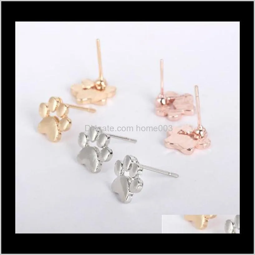 new hollow pet cat dog paw print stud earring women girl fashion puppy memorial minimalist animal footprint stud xmas gift t545