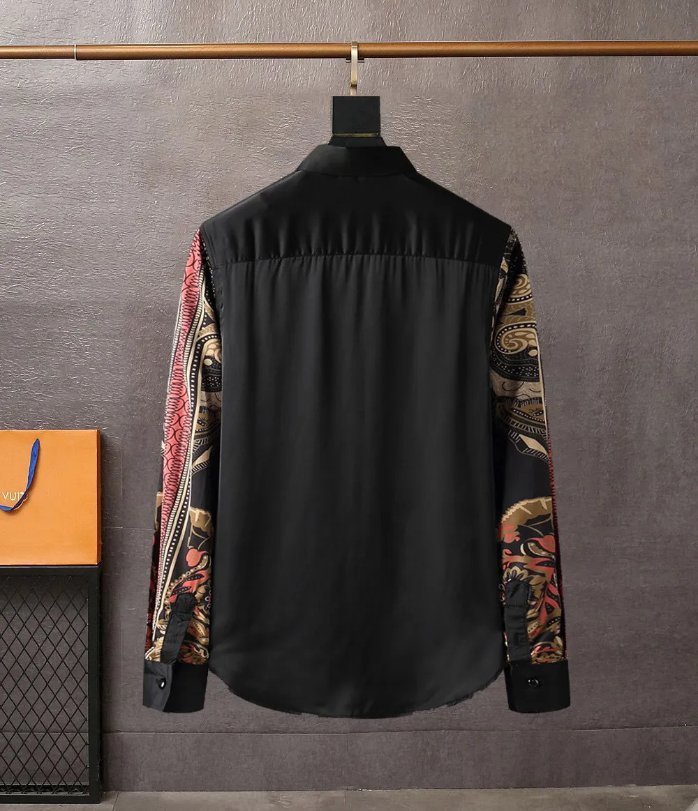2021 New Fashion Floral Men Shirts Plus Size Flower Print Casual Camisas Masculina Black White Red Blue Male Turn-down Collar Shir218w