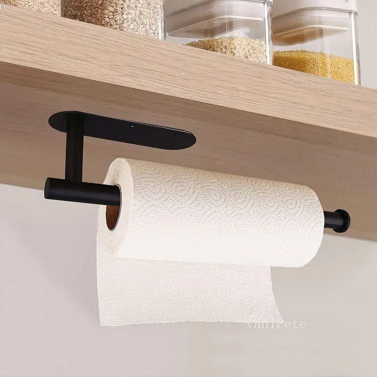 Stainless Steel Paper Towel Holder Under Cabinet Wall Mount Hanging Paper Towel Roll Rack for Kitchen Bathroom T2I53156