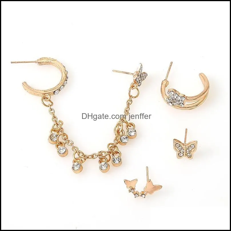 Dangle & Chandelier Charm Rhinestone Tassel Chain Earrings Cute Butterfles Crystal Earring Female Party Gifts Fashion Jewelry Ear