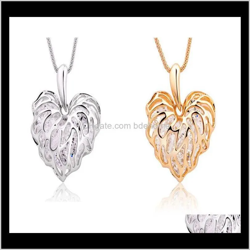 interview with xuanyiwu alloy jewelry, hollow love leaves, sparkling zircon sweater chain necklace