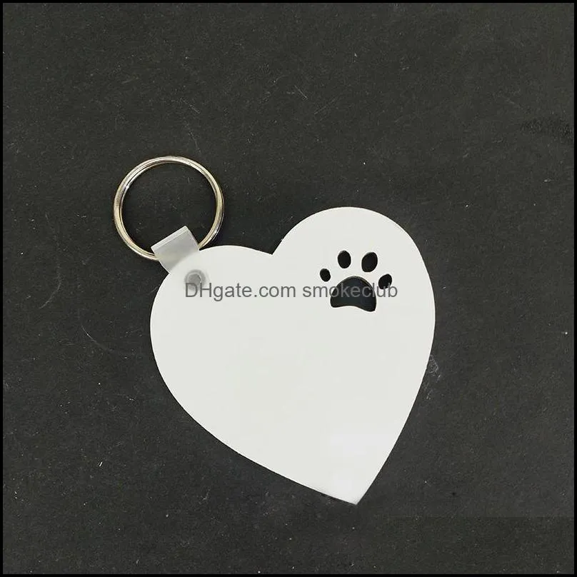 NEWPuppy keychain Party Favor sublimation MDF keyring For Women Paw Print Wooden Keychains Creative Dog Tag CCA7672