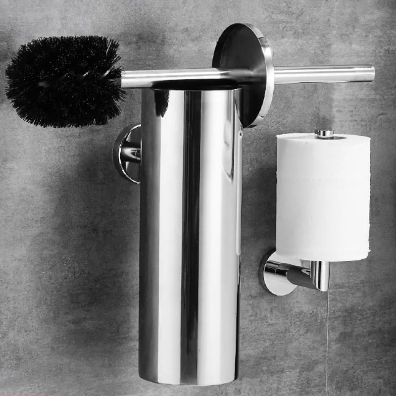 Silver Toilet Brush Holder 304 Stainless Steel Polished Silver Brush