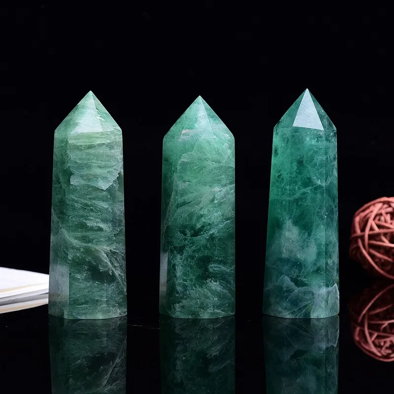 Natural Verde Fluorite Áspero Energia Energia Torre Artes Ornamento Mineral Cura Varinhas Reiki Habilidade Raw Quartz Pilares