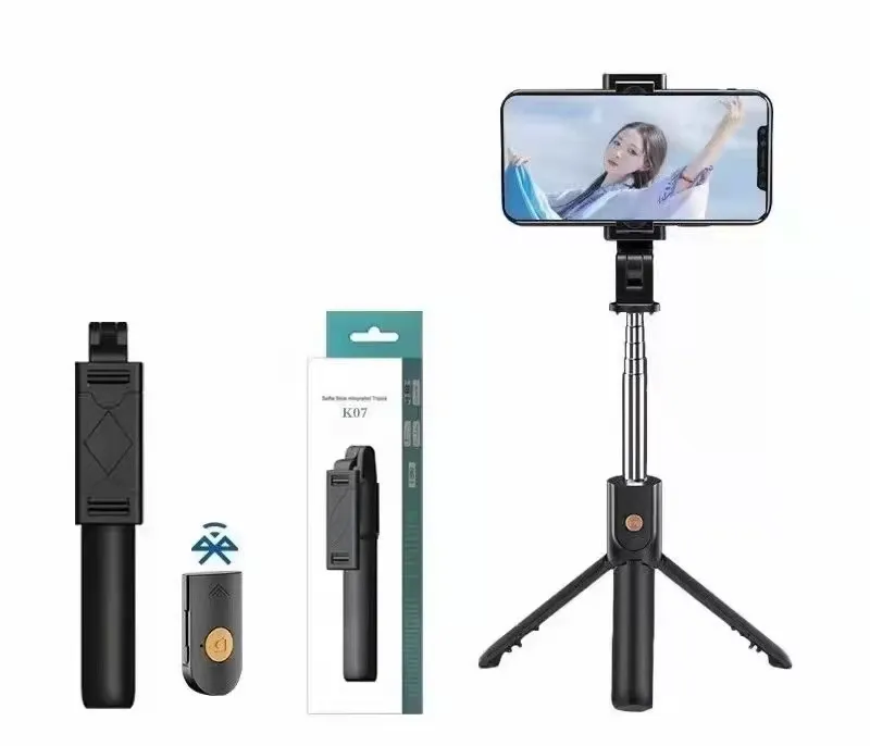 Multi-funzione K07 Wireless Bluetooth Selfie Monopiede Stick Monopiedi portatili pieghevoli Otturatore Mini treppiede allungabile a distanza per smartphone
