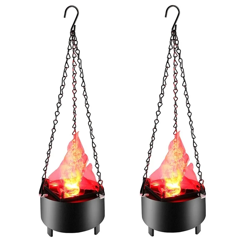 Simulated 3D Fire Flame Lighting Hanging Brazier Lamp Home Party Night Light for Halloween Christmas Bar Stage Projector Lights 211018