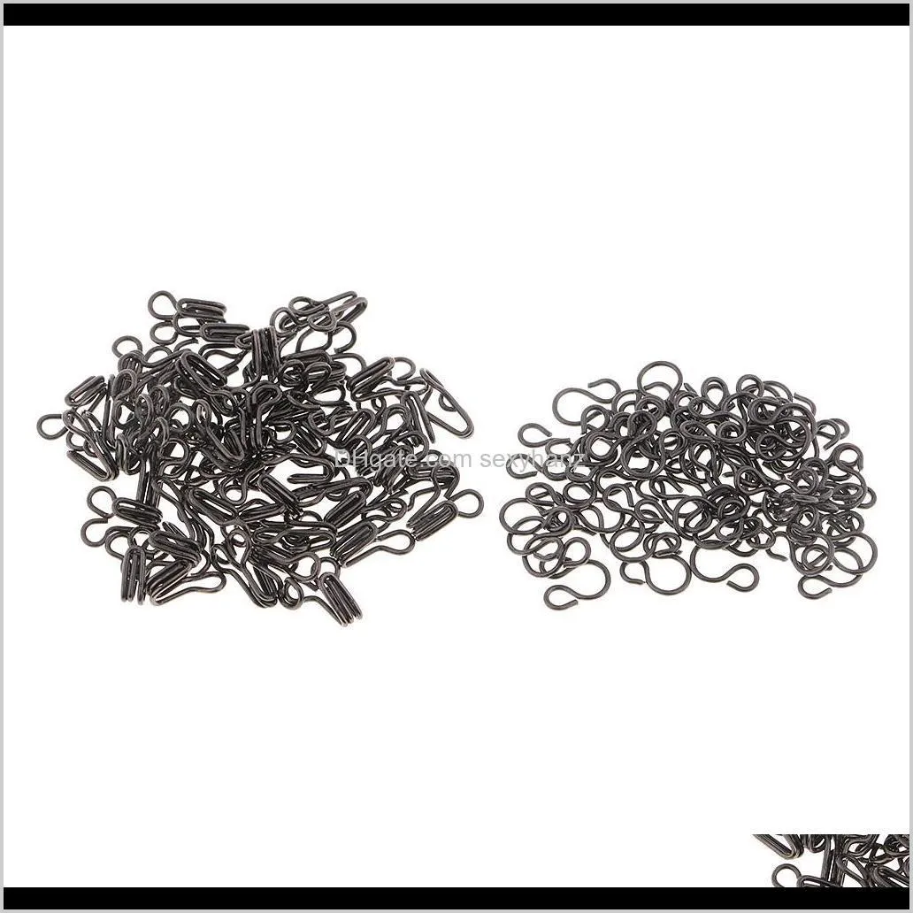 set of 100 metal hook and eye fasteners for dress skirt collar bra sew on