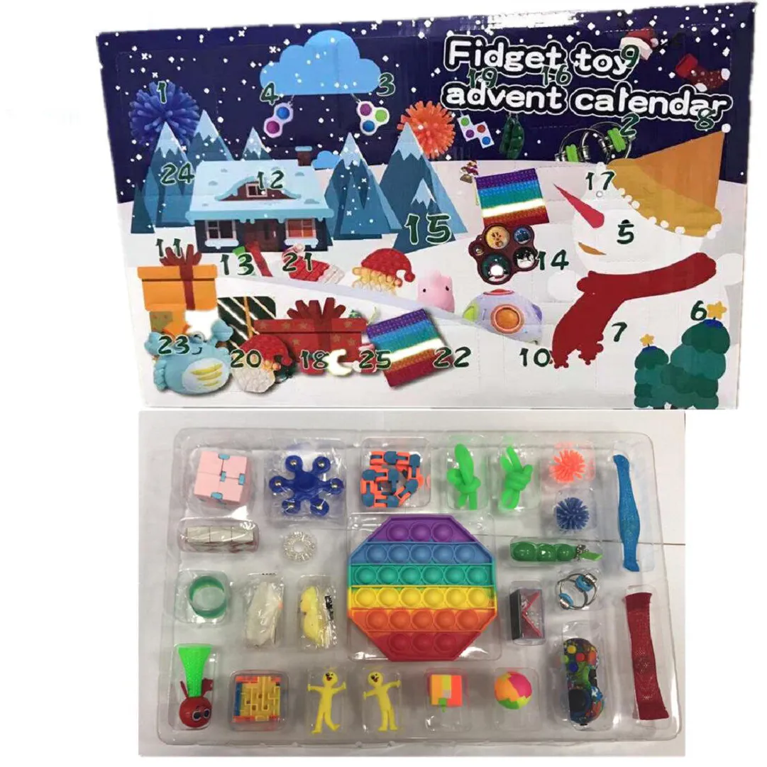 50% Off Fidget Leksaker Julblindlåda 24 dagar Advent Kalender Party Favor Kneading Musik Presentkartong Jul-Countdown 2021 Barnens gåvor