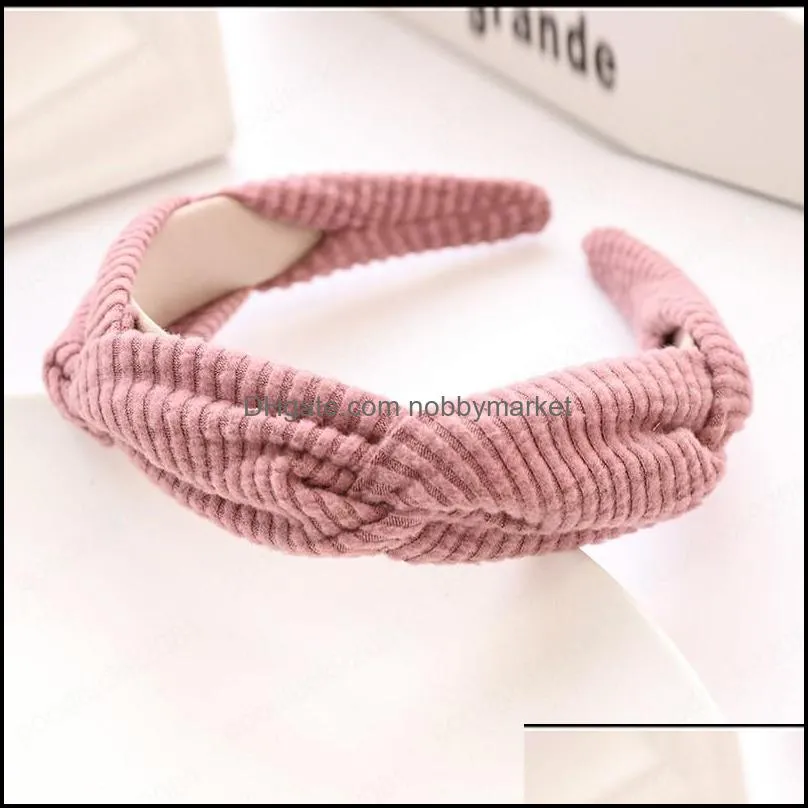 Pleated Corduroy Twist Hairband Headband for Women Girls Hair Accessories