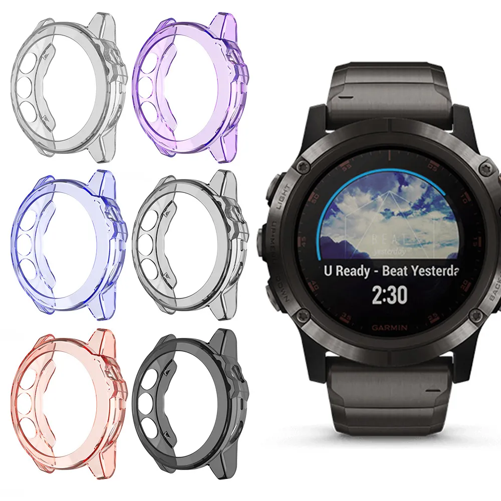 Mjukt TPU Ultra Thin Protective Case Watch Cover för Garmin Fenix6 6s 6x Watch Screen Protector Shell