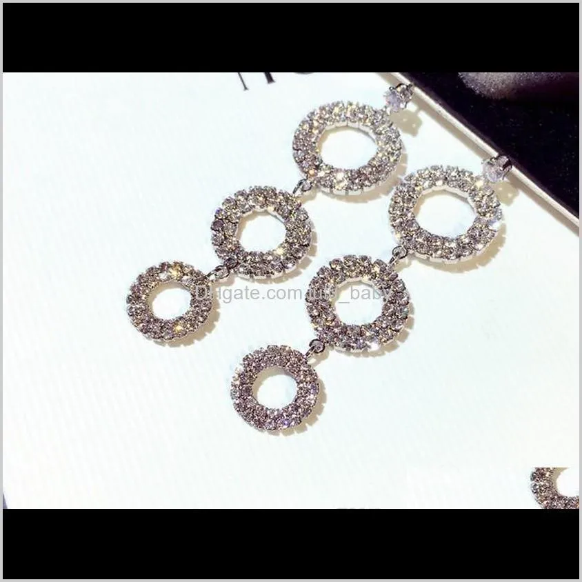 super glittering ! ins trendy fashion designer luxury diamond zircon multi circles stud dangle chandelier earrings for woman girls