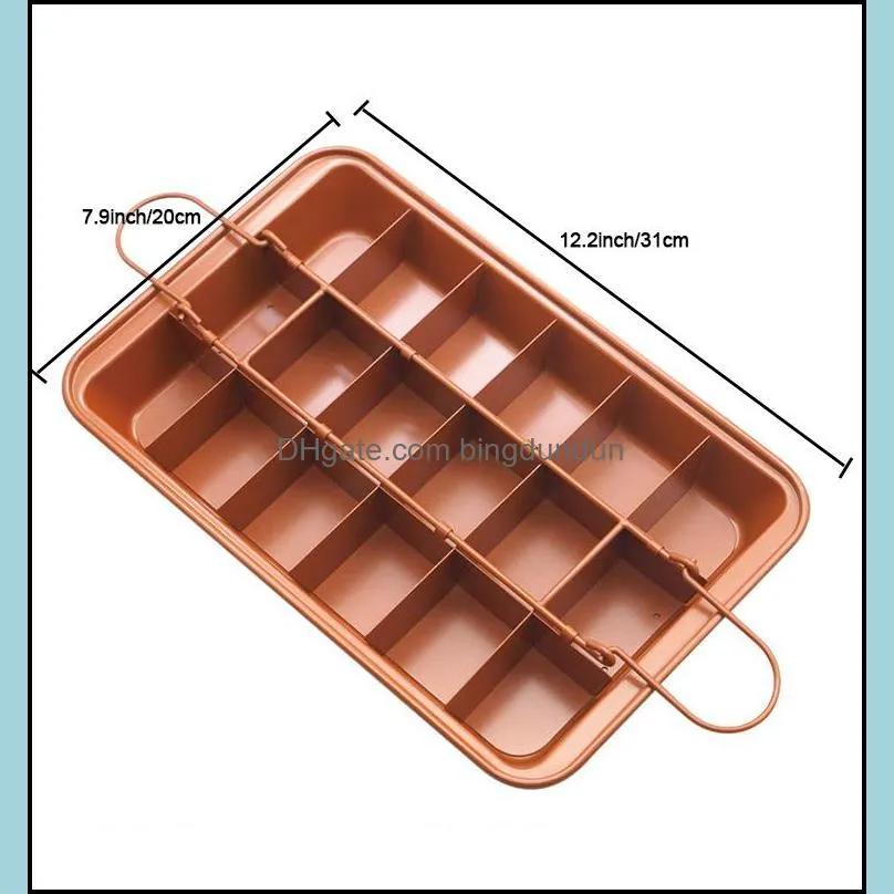 Non-Stick Brownie Baking Pan with Dividers Cutter Tray 18 Pre-slice Muffin and Cupcake Oven Baking TX0113