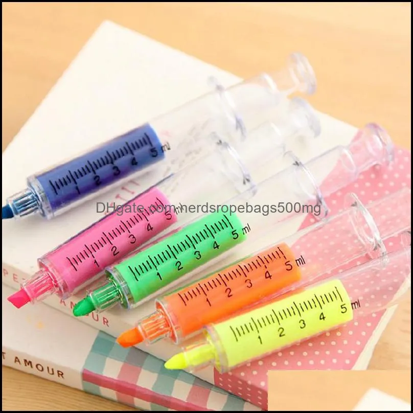Wholesale-6 PCS Lovely Kawaii Fluorescent Simulation Watercolor Pens Highlighters Marker Pen Korean Stationery School Supplies