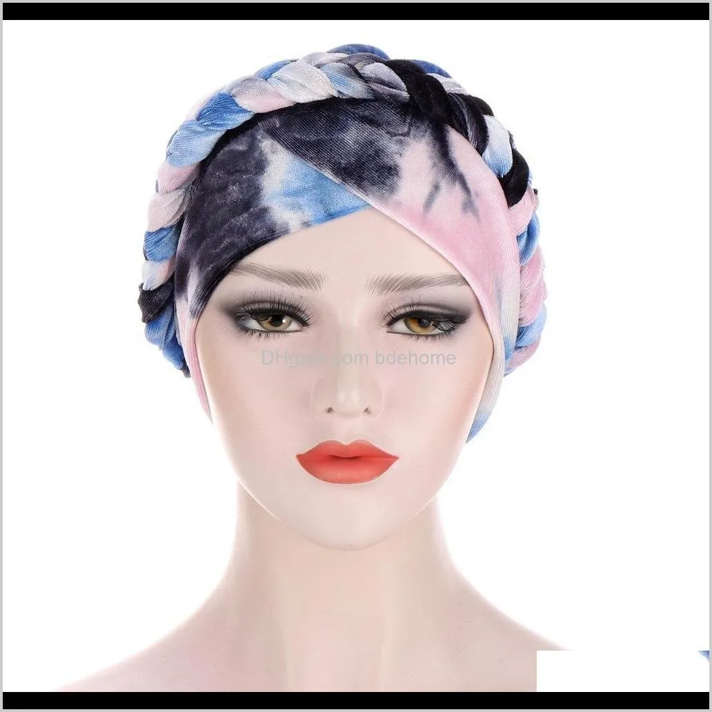 women braid india hat muslim ruffle cancer chemo beanie turban wrap cap stretch turban hat loss head scarf wrap hijib cap