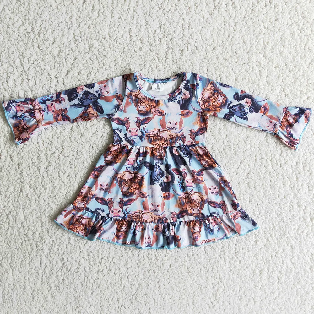 Designer Western Style Cow Print Baby Dress For Toddler Baby Girls