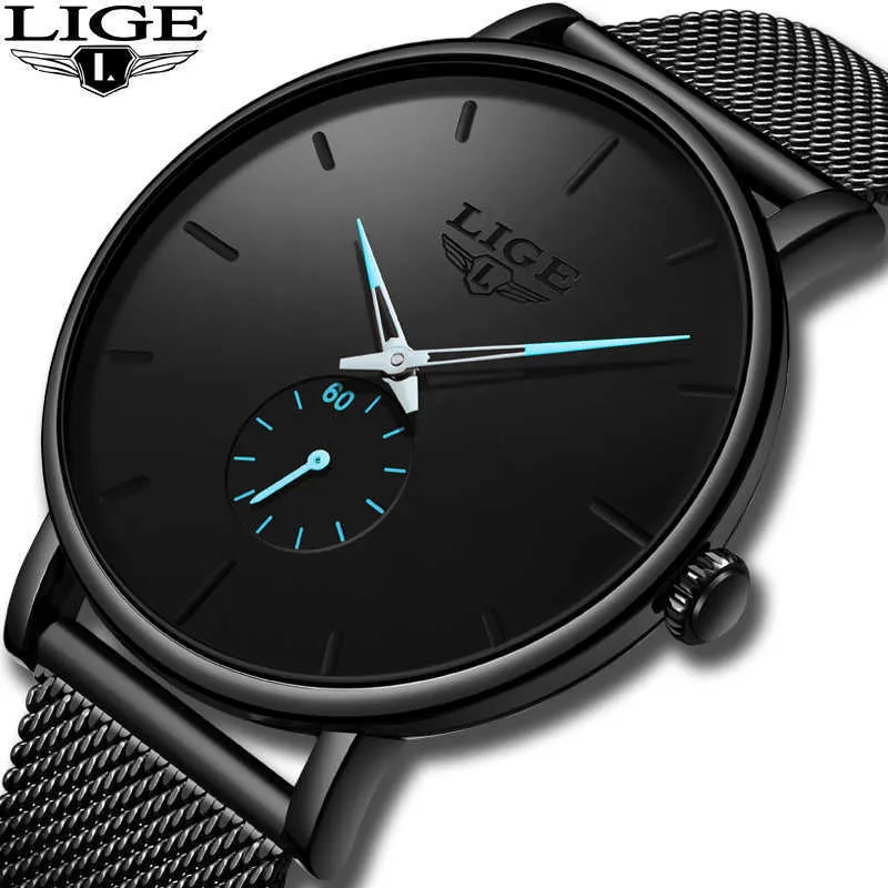 LIGE hommes montres Top marque de luxe hommes mode Simple montre à Quartz hommes Sport étanche Sport horloge Relogio Masculino 210527