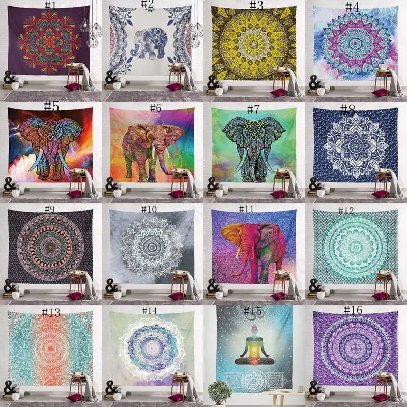 150*130cm Bohemian Tapestry Mandala Beach Towels Blanket Hippie Throw Yoga Mat Towel Indian Polyester wall hanging Decor 40 design DAJ404