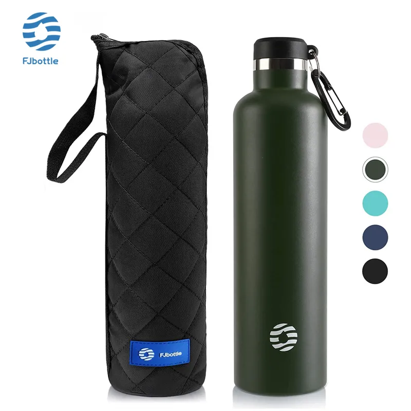 Fjbottle thermos flask flask de vácuo 18/10 de aço inoxidável, garrafa de água grande capacidade, adequado para esporte caminhadas viagens e fitn