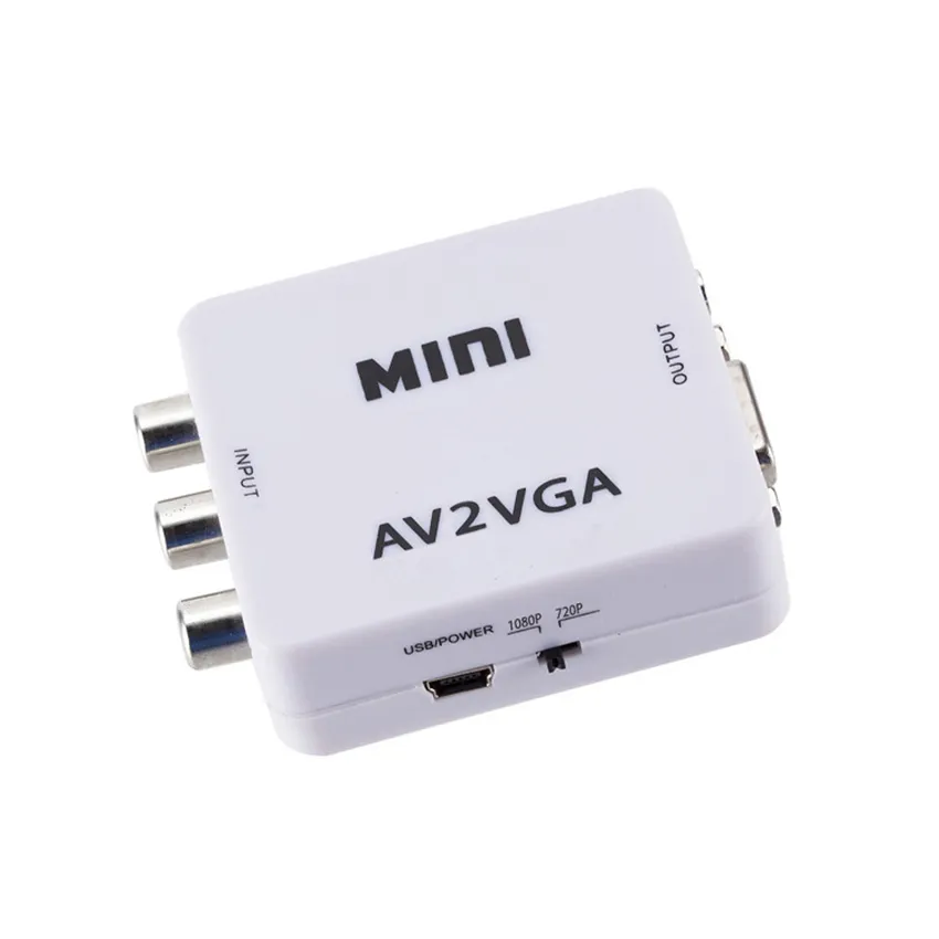 Conectores de video Mini RCA AV a VGA Adaptador convertidor AV2VGA con audio de 3.5 mm para TV PC DVD Monitor Más stock AV2HDMI VGA2HDMI HDMI2AV