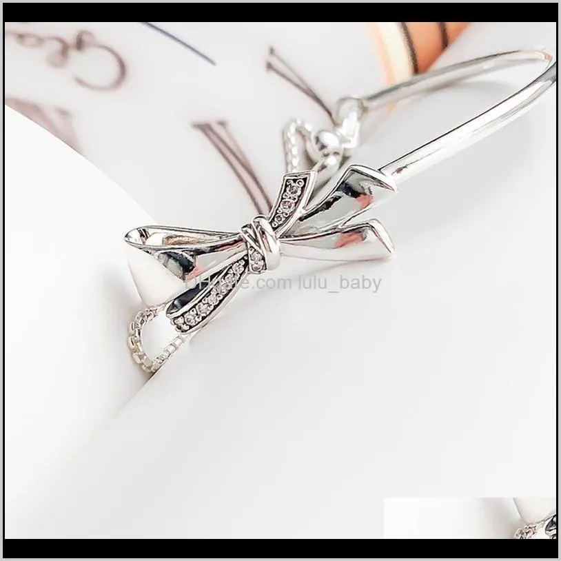 925 sterling silver bow slider bracelet women girls summer jewelry with box for bow knot bracelets