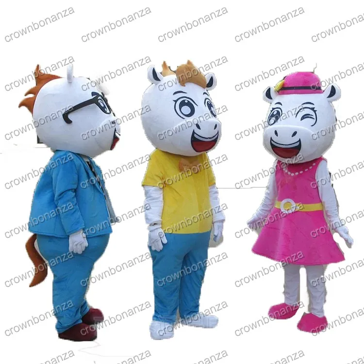 Costumi della mascotte del cavallo di Halloween Abiti da personaggio dei cartoni animati di alta qualità Abiti da esterno per feste di compleanno di carnevale di Natale per adulti