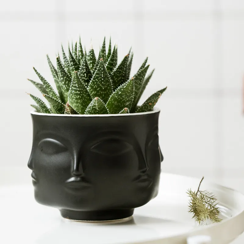 Nordic Man Face Keramiska Små Vase Flower Pot Succulents Orchid Inomhus Planter Heminredning Kreativ behållare Hållare Cachepot 1425 V2