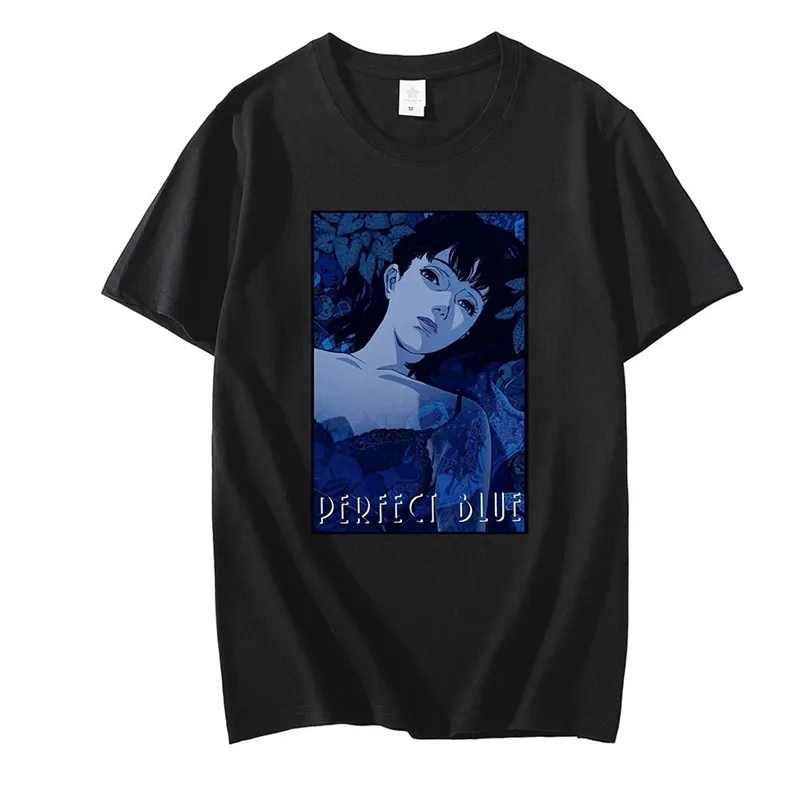 T-shirt in cotone Harajuku T-shirt da uomo per il tempo libero Perfect Blue Satoshi Kon Anime 1997 T-shirt fantastica da uomo O-Collo Cartoon Design Tshirt 220224