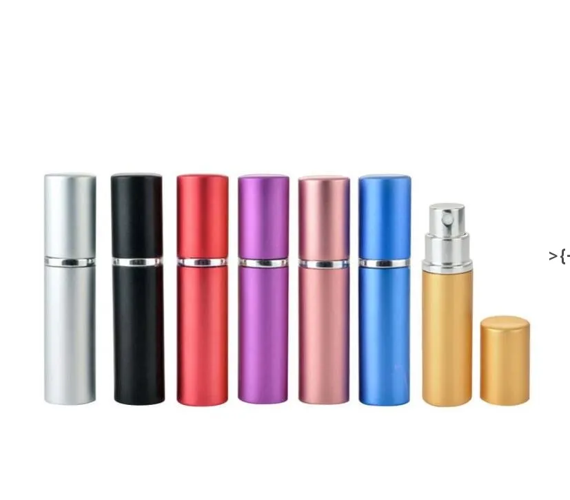 Butelka perfum 5ml anodyzowane kompaktowe butelki perfum Wstrzymuje Atomizer Atomizer Atomizer Szklane Butelki Butelki Sea RRF11250