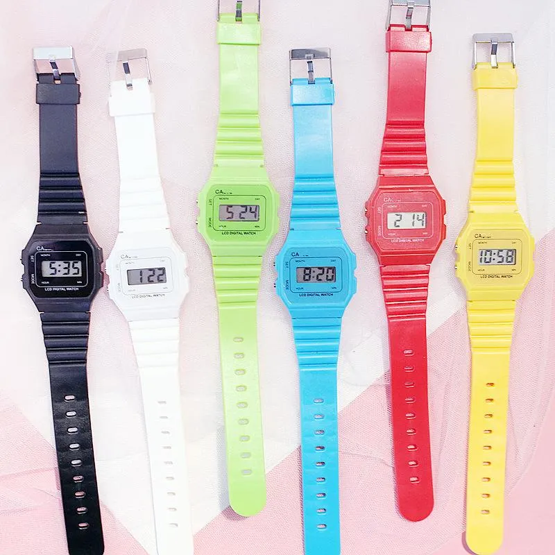 Wristwatches Fashion Kids Sports Digital Watch Square Women Watches Waterproof Electronic LED Clock Drop