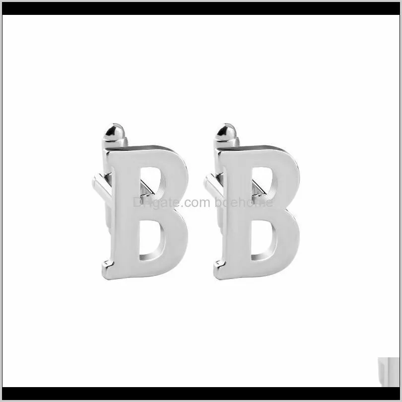 Cufflinks & Tie Clasps, Tacks Jewelry Drop Delivery 2021 26 Various English Letters Creative Design Arrival Wholesale Custom Fancy Shirt Cuff