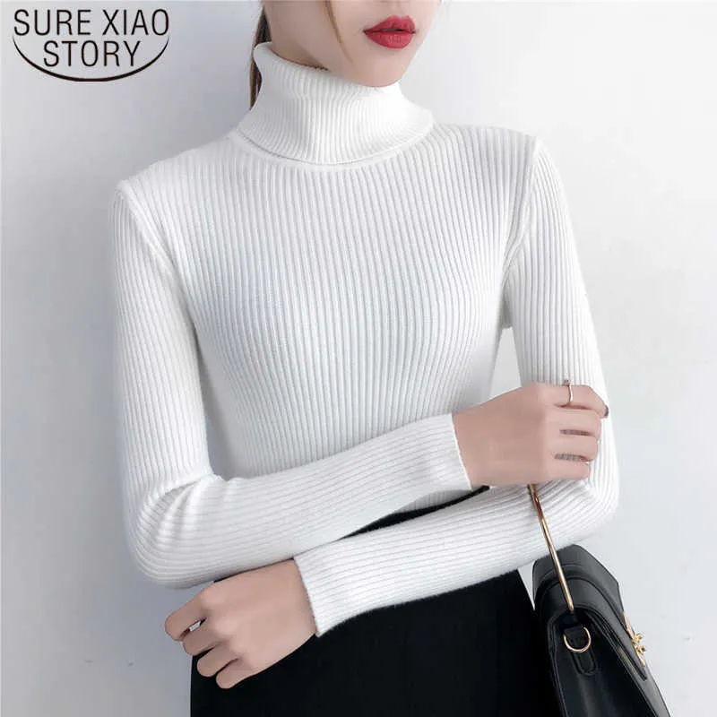 Outono inverno roupas mulheres turtleneck blusas moda mulheres camisola camisola mulheres suéteres e pulôvers sólido 6047 50 210527