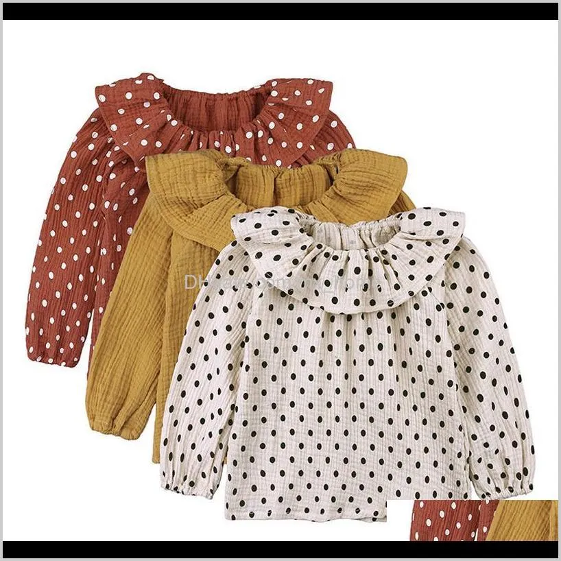 Baby Maternity Drop Delivery 2021 Clothing Linen Kids Solid Girls Base Korean Style Baby Blouse Peter Pan Collar Shirts Cotton 15Y 210305 Lmw
