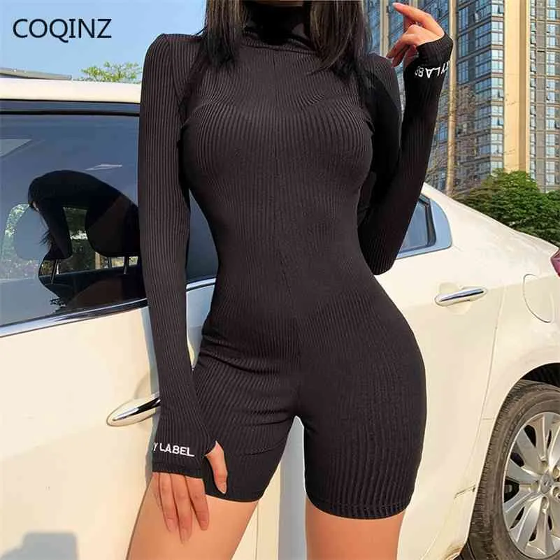 Outfit Women Clothing Rompers for Women Long Sleeve Body Suits Baddie Jumpsuits Lucky Label Clothes Overalls 20915P 210712