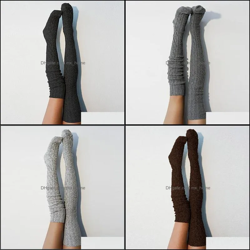 Women Over Knee Socks Fashion Female Sexy Stockings Warm Long Boot Knit Thigh-High Gray coffee Wine Black Xmas Gift Dancing Sox