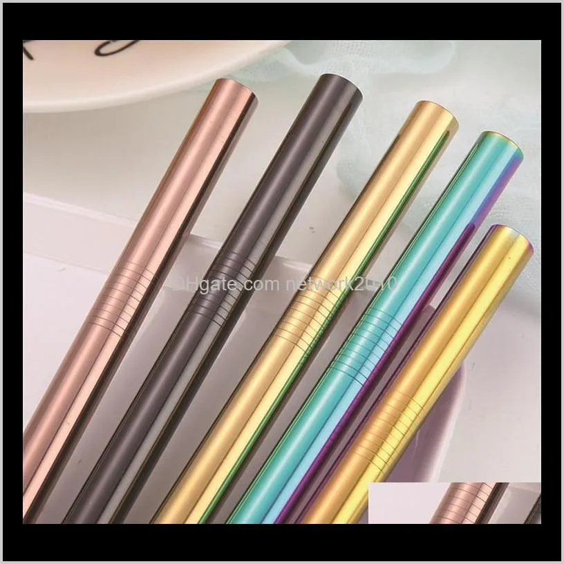 reusable 12mm bubble tea straws, pvd plated 12mm straight metal straws, 12mm colored straws for smoothie