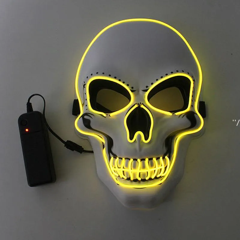 NEWHalloween Skeleton Party LED Mask Glow Scary EL-Wire Skull Masks for Kids NewYear Night Club Masquerade Cosplay Costume RRA8024