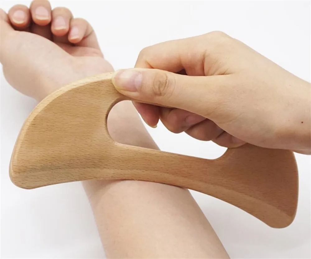 Fábrica de madeira linfática massagem ferramenta de massagem handheld gua sha raspando paddle anti celulite muscle dor alívio maderotherapia