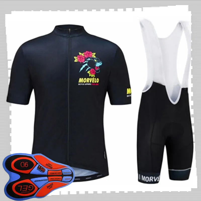 Pro Team Morvelo Cykling Korta ärmar Jersey (BIB) Shorts Sets Mens sommar Andningsväg Cykelkläder MTB Bike Outfits Sport Uniform Y21041552