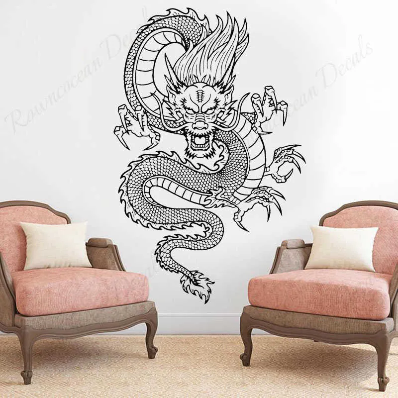 Cinese Dragon Wall Sticker Vinyl Home Decor per soggiorno Camera da letto Decalcomanie murali Stile cinese Decorazione Durals Wallpaper 4562 210615