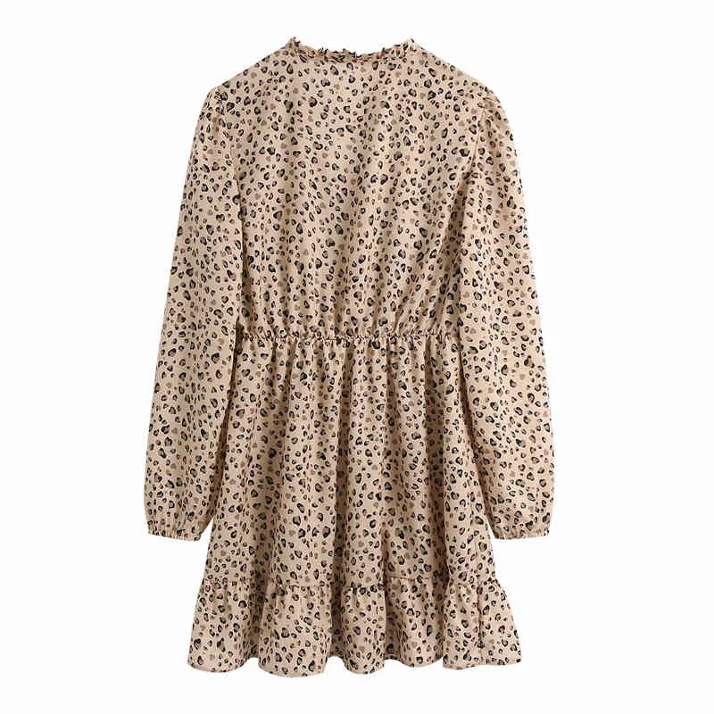 knee length dresses for ladies And The Why Leopard Ruffle Hem Woven Mini Dress – Oh Em Gee Boutique main image 1