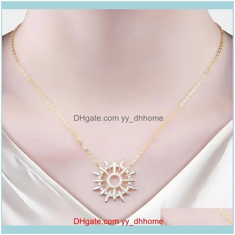 Abstract Sunflower Necklaces For Women Girl Kid You Are My Sunshine Dainty S925 Sterling Silver 14K Gold Plating Jewelrys Gift Pendant