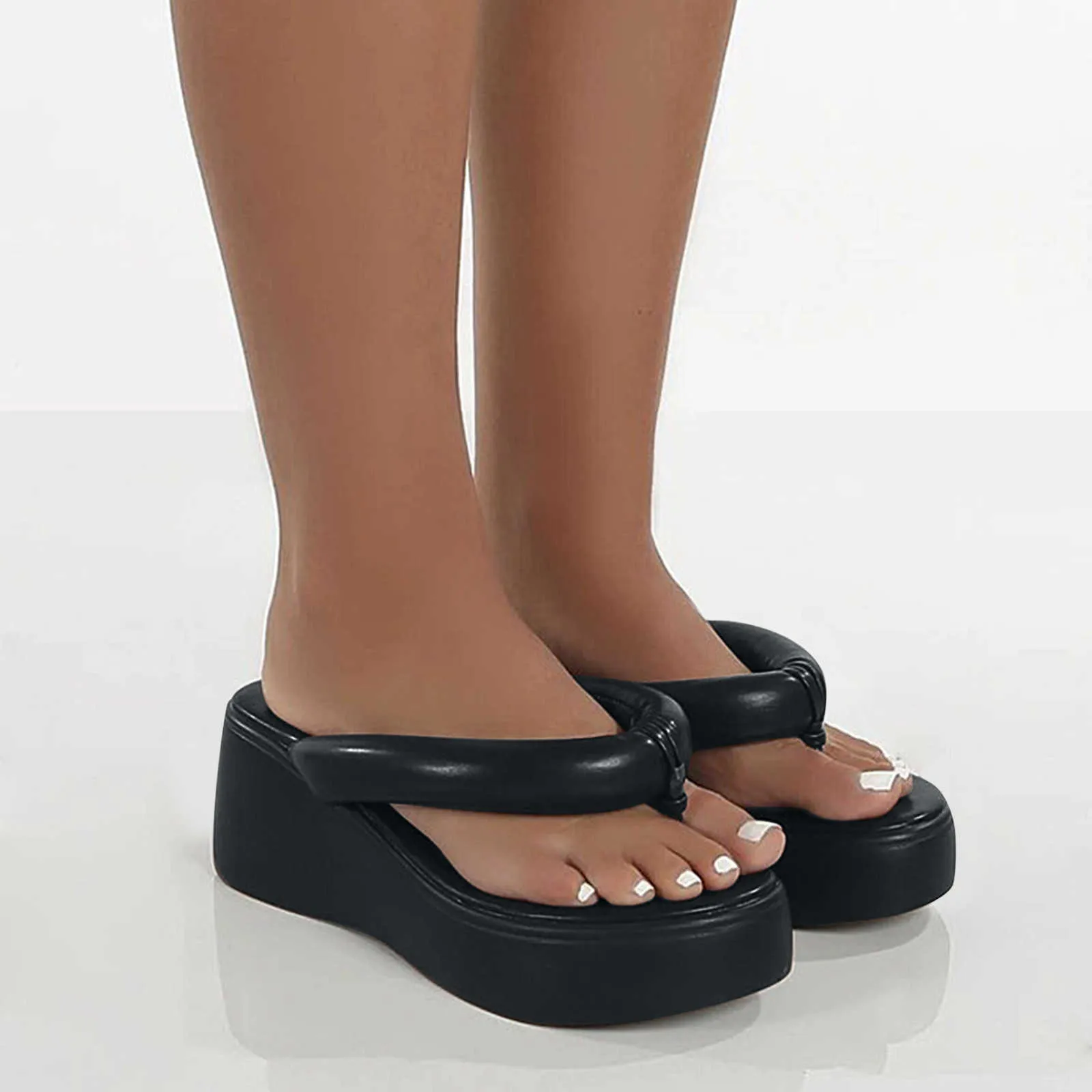 Femmes Fashion Pantoufles Super High Heels Plage Flip Flops Soft Eva Summer Shoes Chaussures Femme Diapositives 1 Sandales pour femmes Y0721