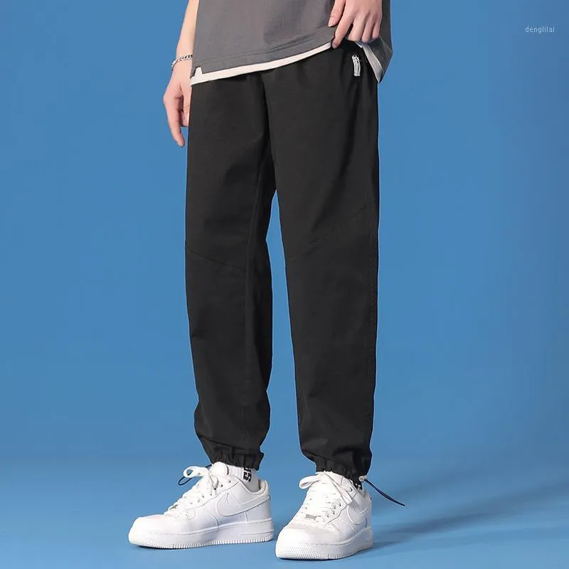 Dorywczo spodnie męskie jednolite kolor luźne koreańskie wersja sztruksowa jesień wiosna Winte mężczyźni 2021 Harajuku