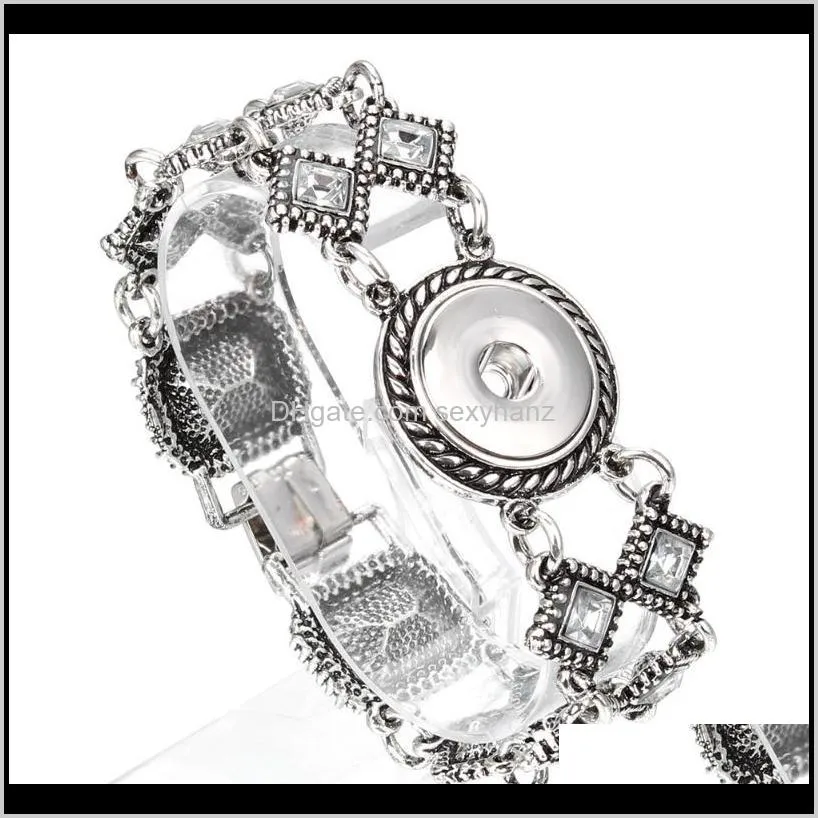 hot snap jewelry metal snap bracelet bangle rhinestone silver color bracelet fit 18mm 20mm button jewelry for women men