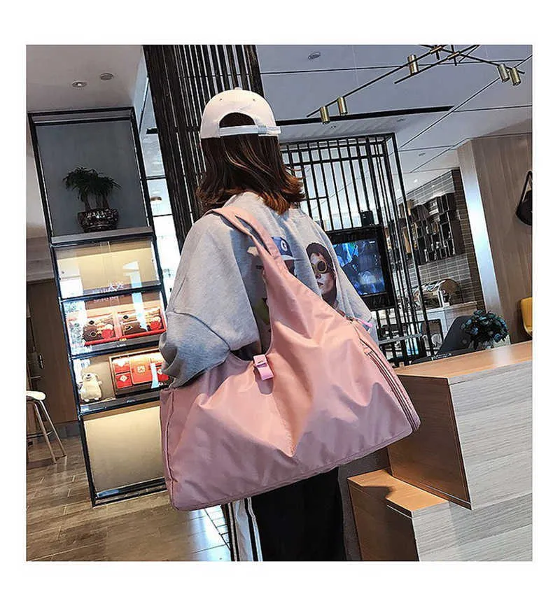 Nylon Women Men Travel Sports Gym Shoulder Bag Large Waterproof Nylon Handbags Black Pink Color Outdoor Sport Bags 2019 New (35)