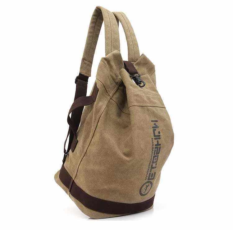 small canvas bucket backpack